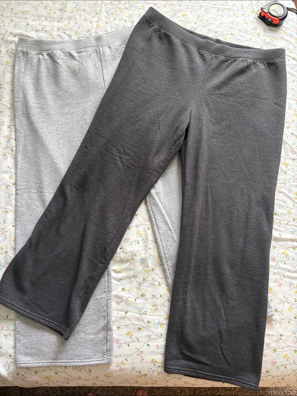 Two-Pair Women's Knit Lounge Pants - Charcoal & Light Gray Hanes Bundle